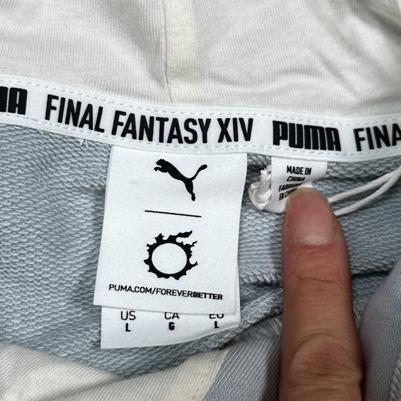 NWOT Puma x Final Fantasy XIV 14 ICON White Blue Terry Fleece Hoodie Mens Large - Picture 7 of 10
